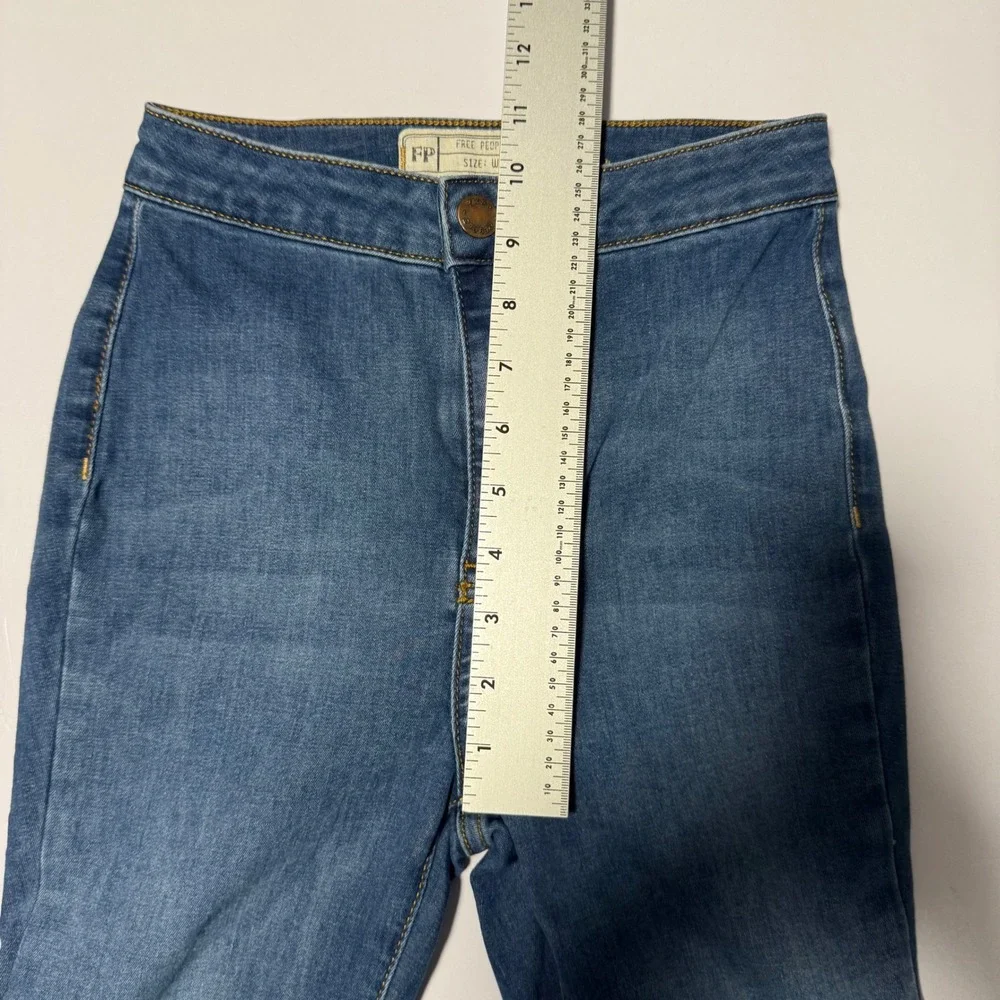 Free People Just Float On Flare Jeans Blue High Rise Bell Bottom Raw‎ Hem 24R